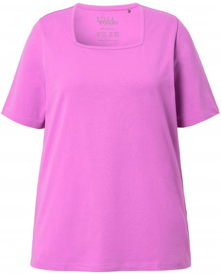 Ulla Popken Essential Square Neck Stretch Tee Cool Pink - T-shirt - 