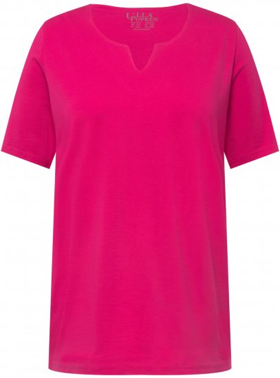 Ulla Popken Essential Square Neck Stretch Tee Fuchsia Pink - T-shirt - 