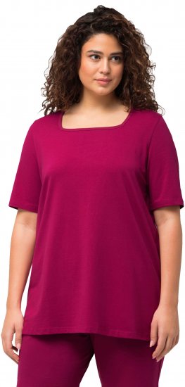 Ulla Popken Essential Square Neck Stretch Tee Magnolia Red - T-shirt - 