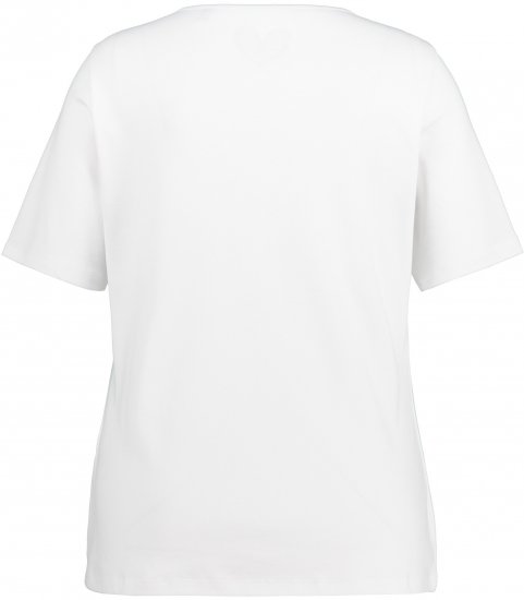 Ulla Popken Double Layer Rounded V-Neck Slim Fit Tee Snow White - T-shirt - 