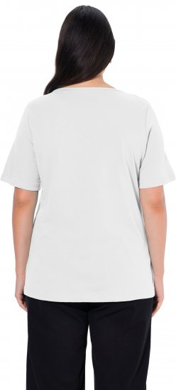Ulla Popken Double Layer Rounded V-Neck Slim Fit Tee Snow White - T-shirt - 