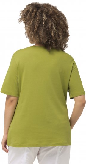 Ulla Popken Double Layer Rounded V-Neck Slim Fit Tee Apple Green - T-shirt - 