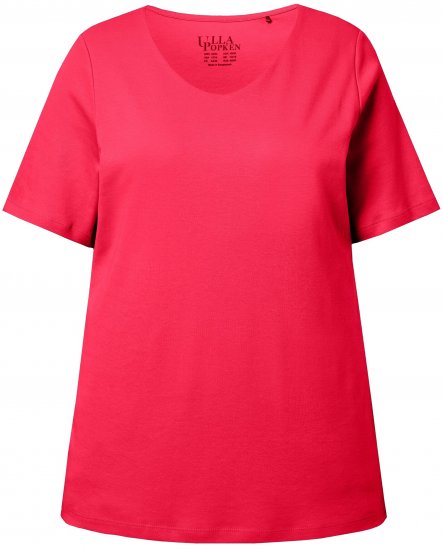 Ulla Popken Double Layer Rounded V-Neck Slim Fit Tee Red - T-shirt - 