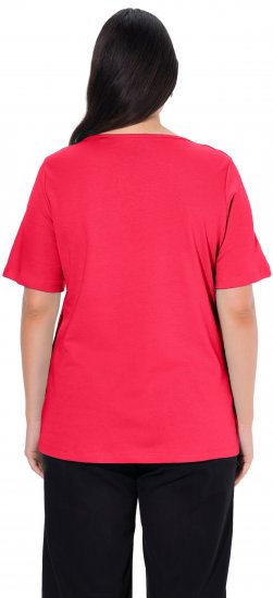 Ulla Popken Double Layer Rounded V-Neck Slim Fit Tee Red - T-shirt - 