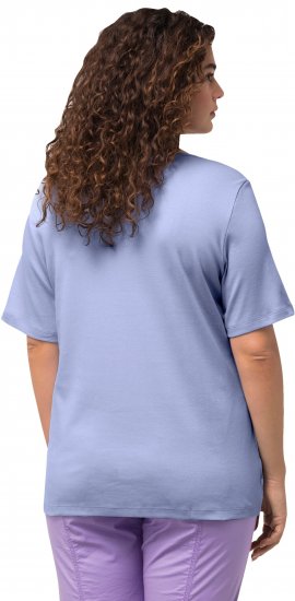 Ulla Popken Double Layer Rounded V-Neck Slim Fit Tee Pale Blue - T-shirt - 