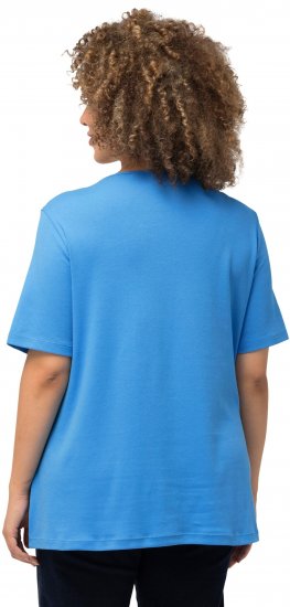 Ulla Popken Double Layer Rounded V-Neck Slim Fit Tee Sky Blue - T-shirt - 