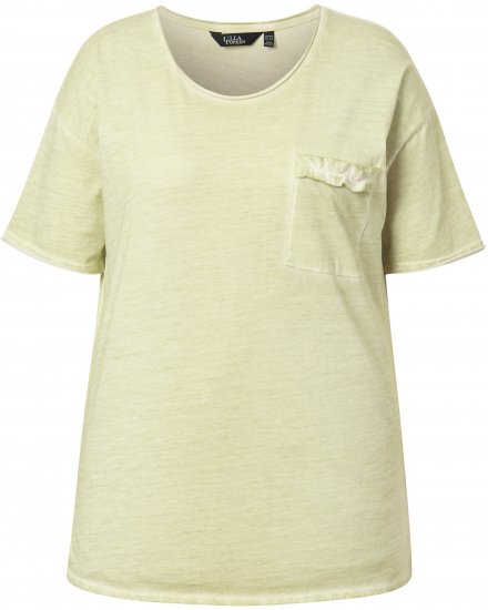 Ulla Popken Cold Dye Ruffle Edge Pocket Tee Pistachio - T-shirt - 