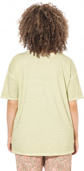 Ulla Popken Cold Dye Ruffle Edge Pocket Tee Pistachio - T-shirt - 