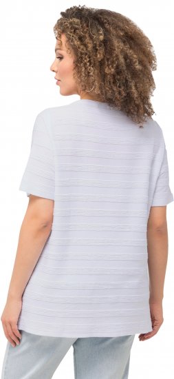 Ulla Popken Textured Striped Short Sleeve Tee Snow White - T-shirt - 