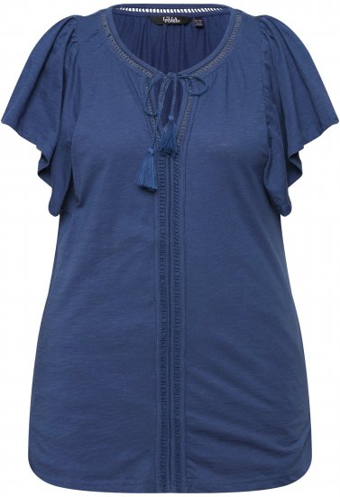 Ulla Popken Wing Sleeve V-Neck Tee Navy - T-shirt - 