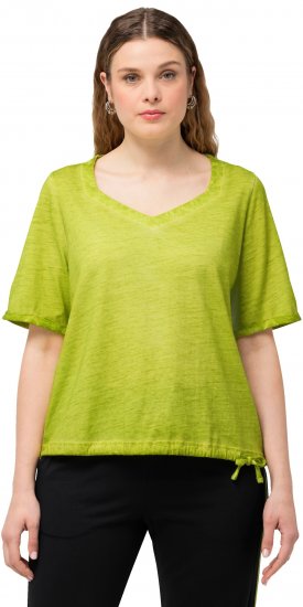 Ulla Popken Cold Dyed Sweetheart Neckline Short Sleeve Tee Apple Green - T-shirt - 
