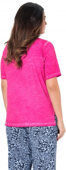 Ulla Popken Lace Trim Short Sleeve Tee Bold Pink - T-shirt - 
