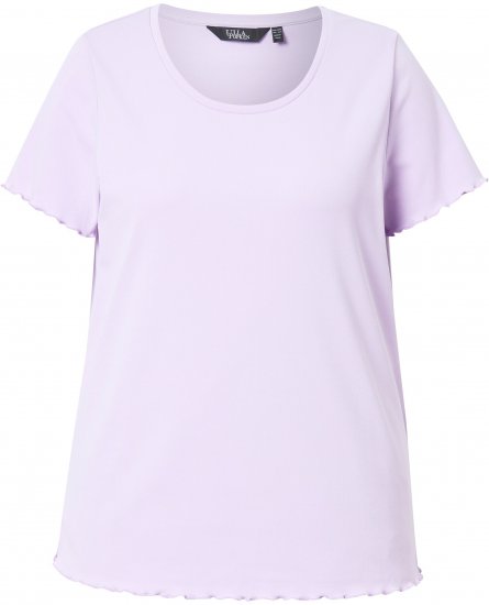 Ulla Popken Ribbed Lettuce Hem Short Sleeve Tee Lavender - T-shirt - 