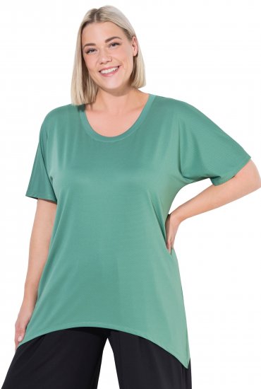 Ulla Popken Quick Drying Pointed Hem Stretch Fit Tee Ivy Green - T-shirt - 