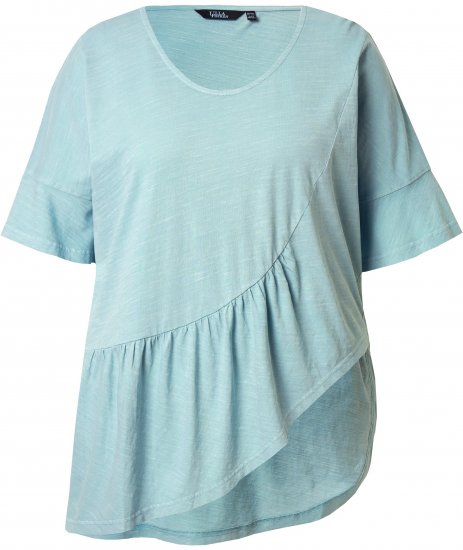 Ulla Popken Asymmetric Flounce Panel Short Sleeve Tee Light Moss Green - T-shirt - 