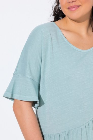 Ulla Popken Asymmetric Flounce Panel Short Sleeve Tee Light Moss Green - T-shirt - T-shirt da donna taglie comode