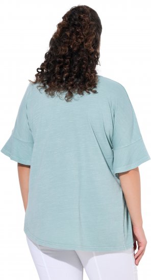 Ulla Popken Asymmetric Flounce Panel Short Sleeve Tee Light Moss Green - T-shirt - 