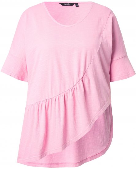 Ulla Popken Asymmetric Flounce Panel Short Sleeve Tee Pink - T-shirt - 