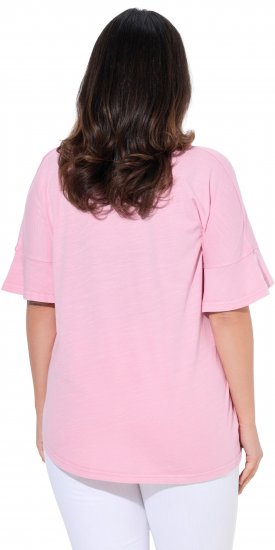 Ulla Popken Asymmetric Flounce Panel Short Sleeve Tee Pink - T-shirt - 