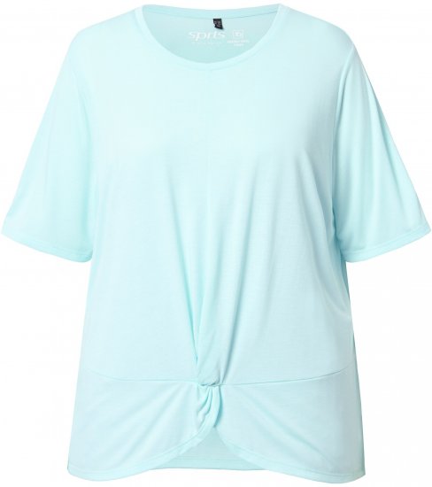Ulla Popken Antibacterial Short Sleeve Draped Tee Light Turquiose - T-shirt - 