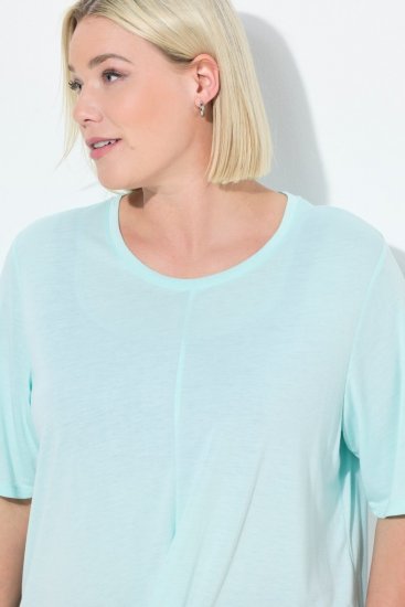 Ulla Popken Antibacterial Short Sleeve Draped Tee Light Turquiose - T-shirt - T-shirt da donna taglie comode
