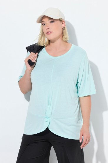 Ulla Popken Antibacterial Short Sleeve Draped Tee Light Turquiose - T-shirt - T-shirt da donna taglie comode