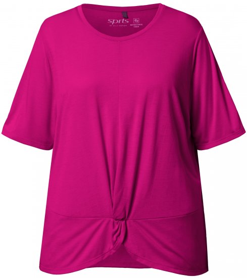 Ulla Popken Antibacterial Short Sleeve Draped Tee Light Magenta - T-shirt - 