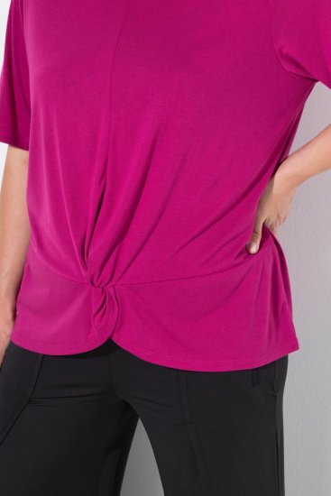 Ulla Popken Antibacterial Short Sleeve Draped Tee Light Magenta - T-shirt - T-shirt da donna taglie comode
