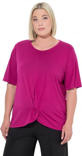 Ulla Popken Antibacterial Short Sleeve Draped Tee Light Magenta - T-shirt - 