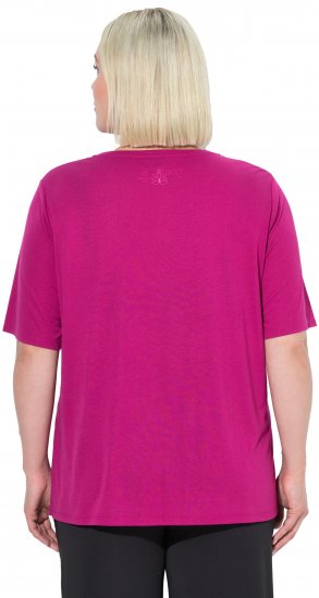 Ulla Popken Antibacterial Short Sleeve Draped Tee Light Magenta - T-shirt - 