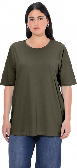 Ulla Popken Basic Round Neck Short Sleeve Relaxed Fit T-Shirt Olive Grey - T-shirt - 