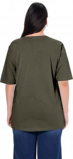 Ulla Popken Basic Round Neck Short Sleeve Relaxed Fit T-Shirt Olive Grey - T-shirt - 