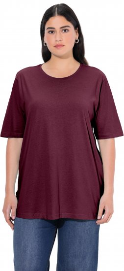Ulla Popken Basic Round Neck Short Sleeve Relaxed Fit T-Shirt Dark Red - T-shirt - 