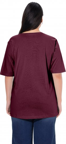 Ulla Popken Basic Round Neck Short Sleeve Relaxed Fit T-Shirt Dark Red - T-shirt - 