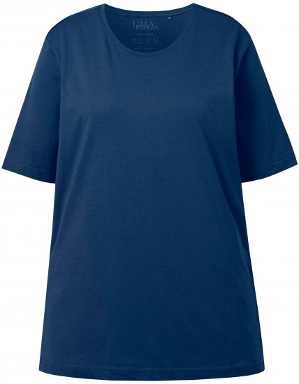 Ulla Popken Basic Round Neck Short Sleeve Relaxed Fit T-Shirt Dark Blue - T-shirt - 
