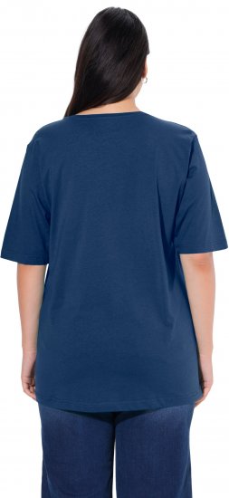 Ulla Popken Basic Round Neck Short Sleeve Relaxed Fit T-Shirt Dark Blue - T-shirt - 