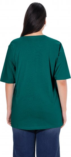 Ulla Popken Basic Round Neck Short Sleeve Relaxed Fit T-Shirt Teal Green - T-shirt - 