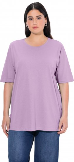 Ulla Popken Basic Round Neck Short Sleeve Relaxed Fit T-Shirt Lavender Pink - T-shirt - 
