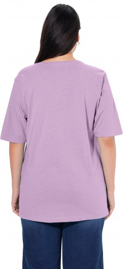 Ulla Popken Basic Round Neck Short Sleeve Relaxed Fit T-Shirt Lavender Pink - T-shirt - 