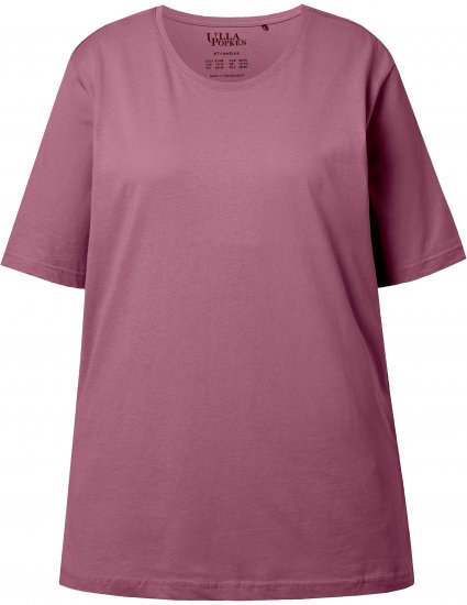 Ulla Popken Basic Round Neck Short Sleeve Relaxed Fit T-Shirt Dark Rose Red - T-shirt - 