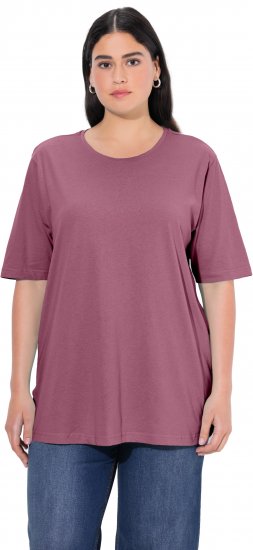 Ulla Popken Basic Round Neck Short Sleeve Relaxed Fit T-Shirt Dark Rose Red - T-shirt - 