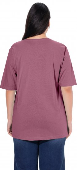 Ulla Popken Basic Round Neck Short Sleeve Relaxed Fit T-Shirt Dark Rose Red - T-shirt - 