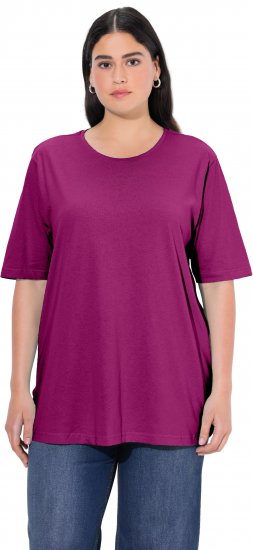 Ulla Popken Basic Round Neck Short Sleeve Relaxed Fit T-Shirt Berry Purple - T-shirt - 