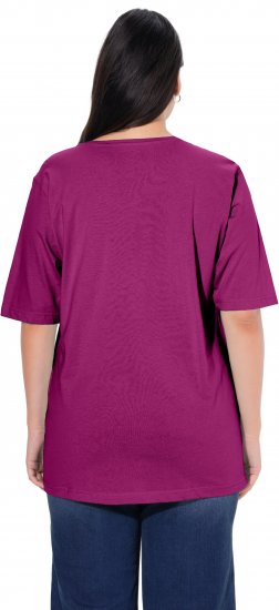 Ulla Popken Basic Round Neck Short Sleeve Relaxed Fit T-Shirt Berry Purple - T-shirt - 