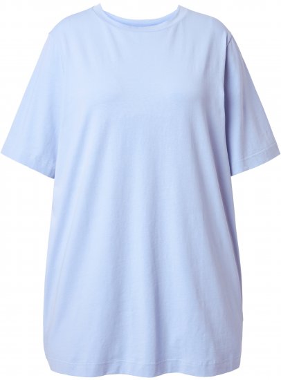 Ulla Popken Basic Round Neck Short Sleeve T-Shirt Light Blue - T-shirt - 