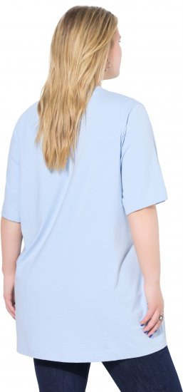 Ulla Popken Basic Round Neck Short Sleeve T-Shirt Light Blue - T-shirt - 