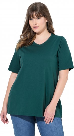 Ulla Popken Eco Cotton Basic T-Shirt 2-Pack Green/White - T-shirt - 