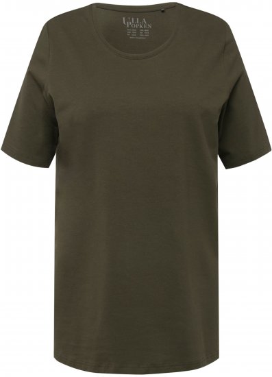 Ulla Popken Essential Round Neck Stretch Tee Forest Green - T-shirt - 