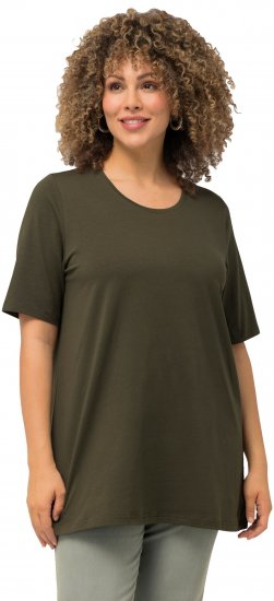 Ulla Popken Essential Round Neck Stretch Tee Forest Green - T-shirt - 