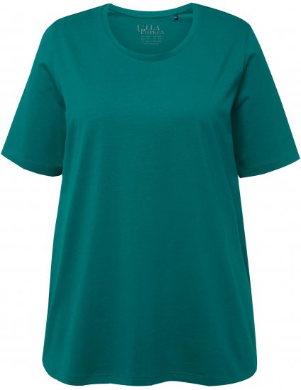 Ulla Popken Essential Round Neck Stretch Tee Dark Emerald - T-shirt - 